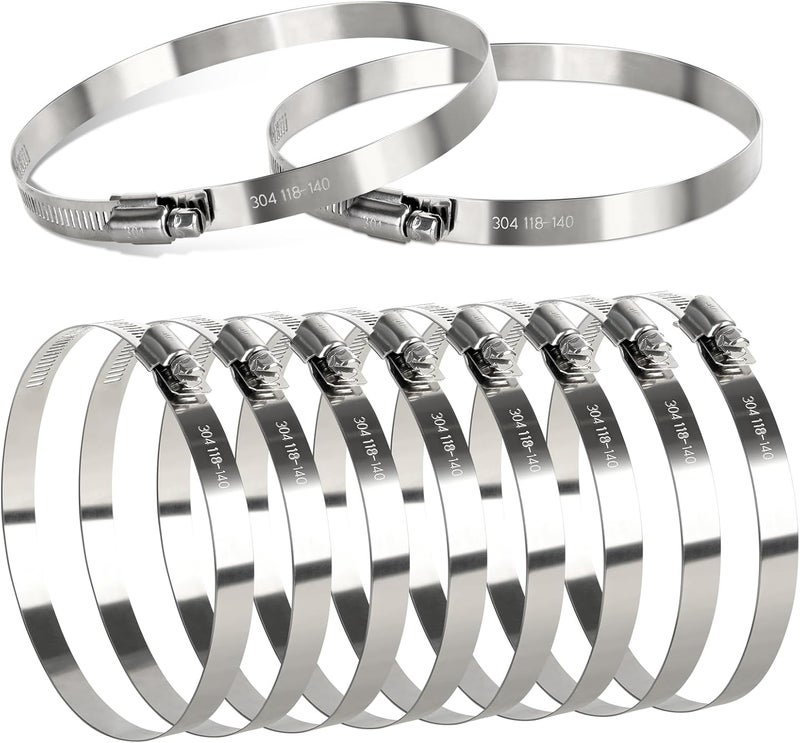 Gudui 10 Pcs Hose Clamp 7 Inch Stainless Steel Duct Clamps Large Adjustable Worm Gear Drive Clamps for Dryer Vent, Air Duct, Automotive, Plumbing - Image 1